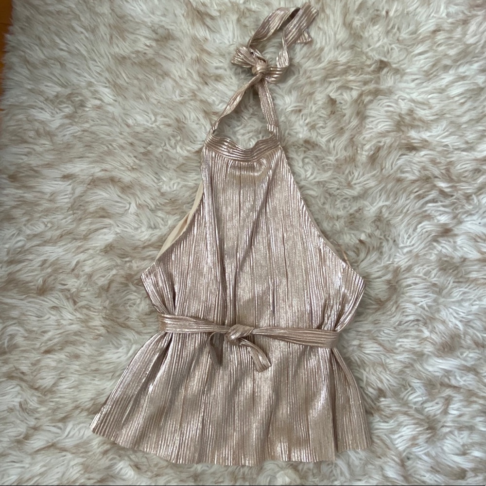 J.O.A. Metallic pink Halter Neck Sleeveless Top - Picture 2 of 5